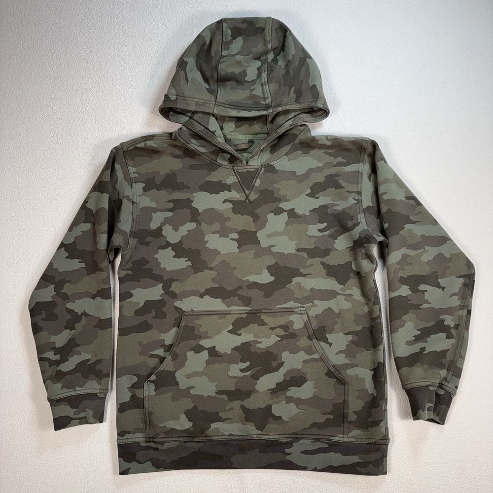 Lululemon All Yours Hoodie Women's 8* Green Camo Fleece Pocket Stretch *STAIN*